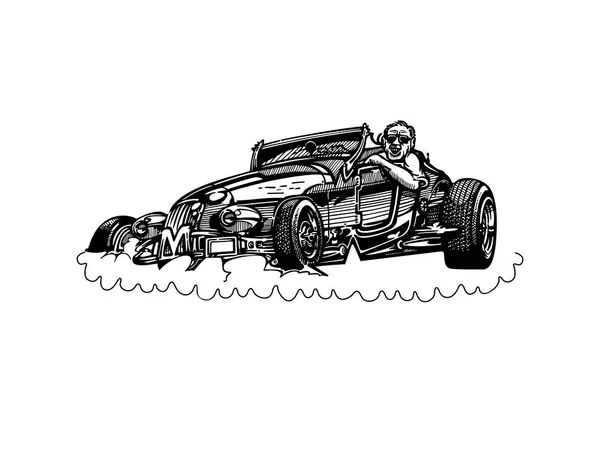 Vettore retro hotrod auto clipart cartone animato Illustrazione . — Vettoriale Stock