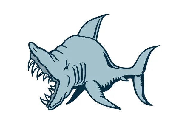 Žralok kreslená postava ilustrace — Stockový vektor