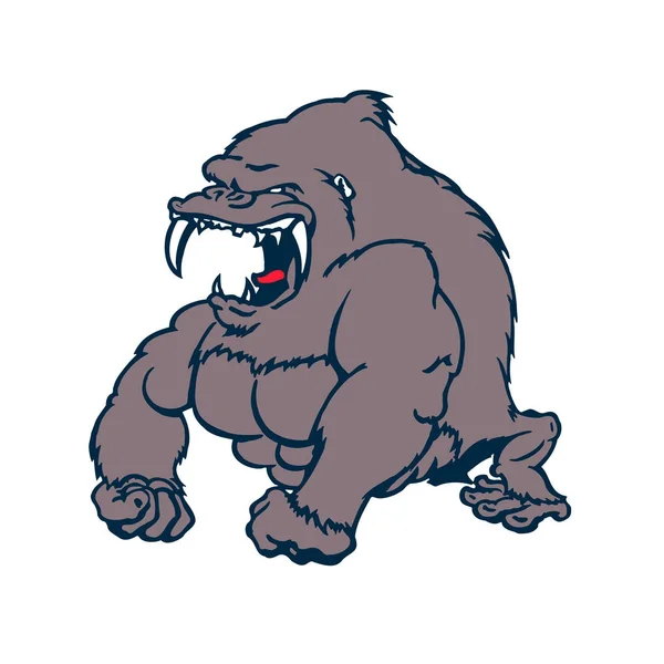 Féroce Gorille personnage de dessin animé puissant Illustration — Image vectorielle