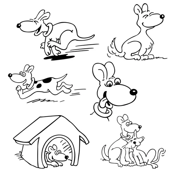 Hund-set karikatyrerna Illustration — Stock vektor