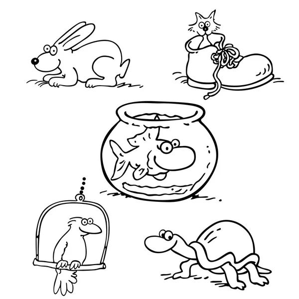 Domácí sbírku zvířat kreslený obrázek — Stockový vektor