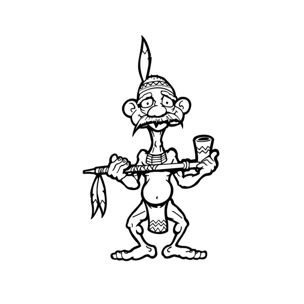 Old tribe man character Ilustração — Vetor de Stock
