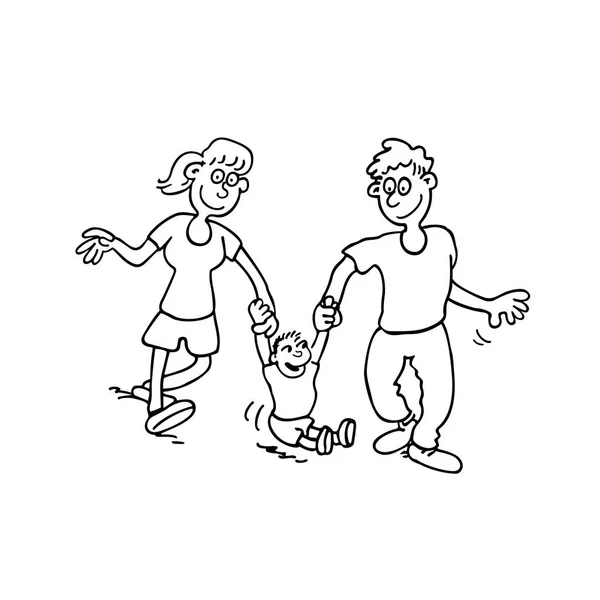 Glückliche Familie Cartoon Illustration — Stockvektor