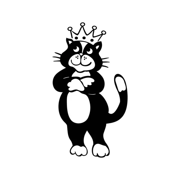 Gato com Crown cartoon Ilustração — Vetor de Stock