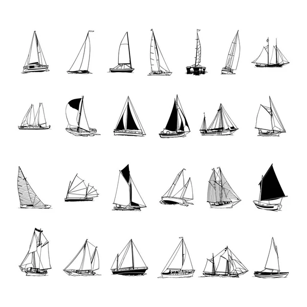 Yelkenli koleksiyonu vektör çizim — Stok Vektör