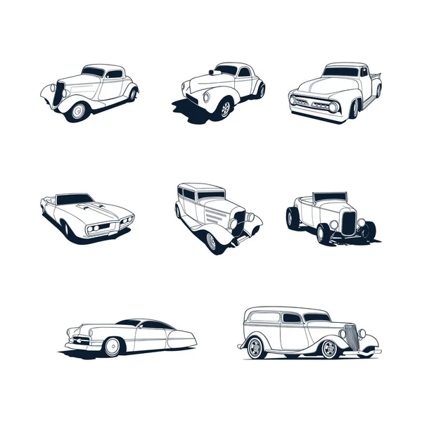 Colección de coches clásicos Illustration — Vector de stock