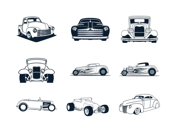 Colección de coches clásicos Illustration — Vector de stock