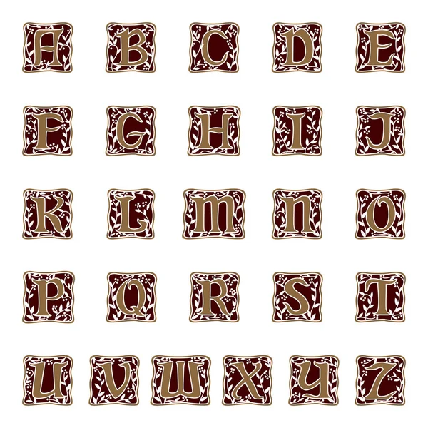 Ozdobne litery alfabetu vintage wektor ilustracja — Wektor stockowy