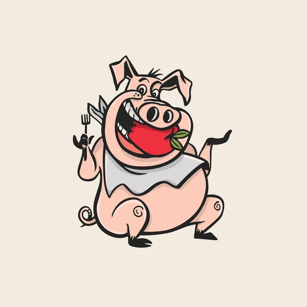 Schwein cartoon essen illustration — Stockvektor