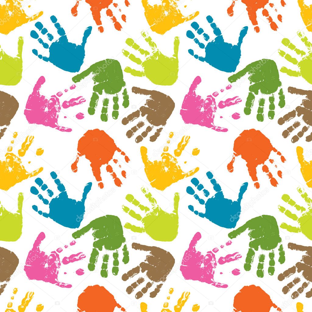 seamless vector pattern of prints of hands