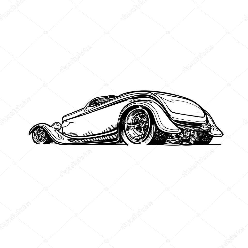 Vector retro hotrod car clipart cartoon Illustration. 