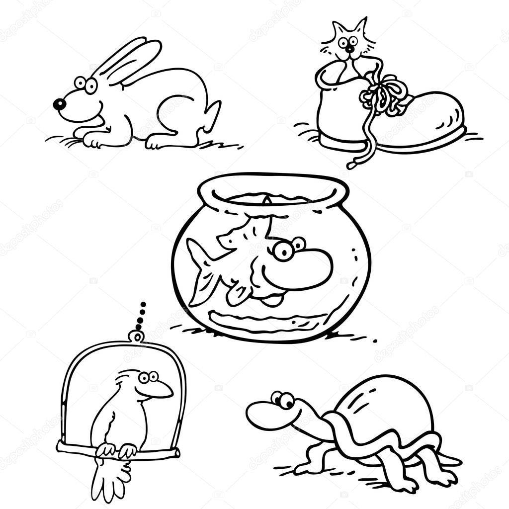 animal pet collection cartoon Illustration 