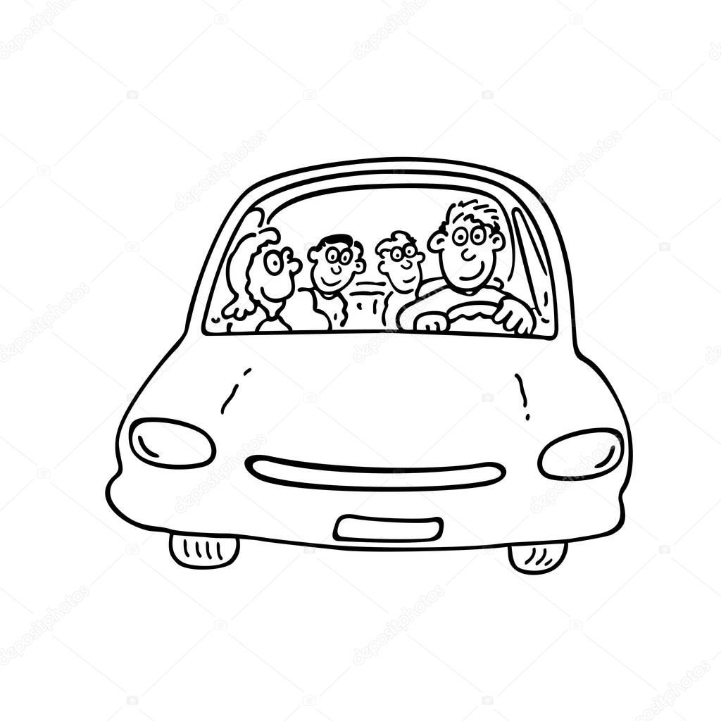 the family in the car Illustration