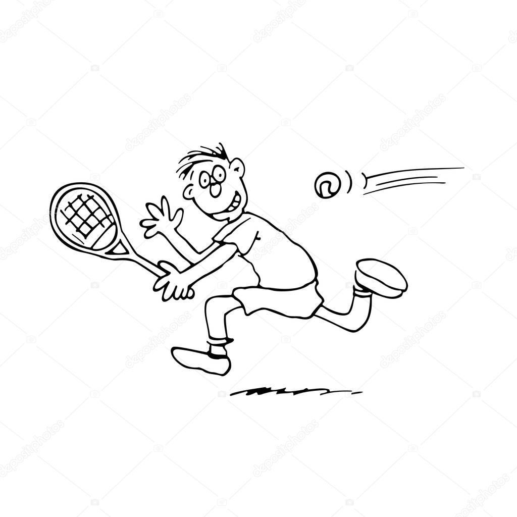 man playing tennis illustration 