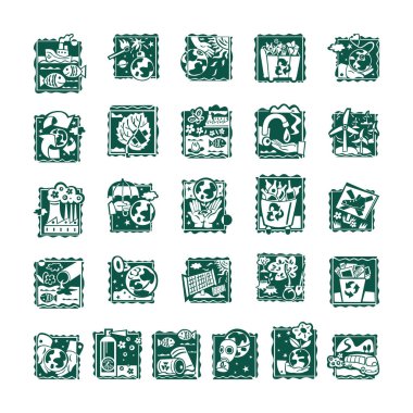 Ekoloji illüstrasyon kavramı koleksiyonu kümesi. 