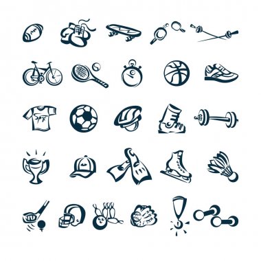 Spor çizim karikatür Icon set