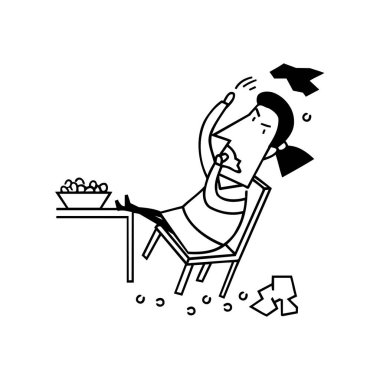  Bir ayrılmış kağıt atık konteyner illüstrasyon atmadan kız 