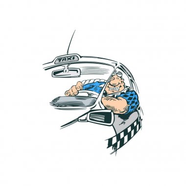 Araba sürücüsü çizgi film illüstrasyon vektör