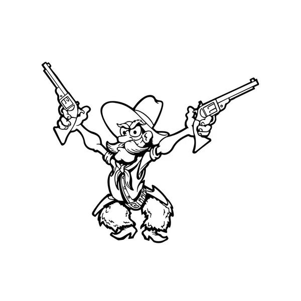 Alte cowboy zeichentrickfigur illustration — Stockvektor