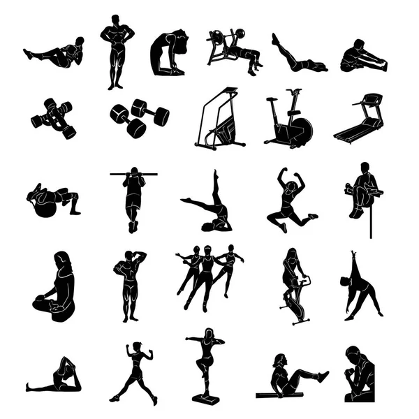 Fitness mensen silhouet set — Stockvector