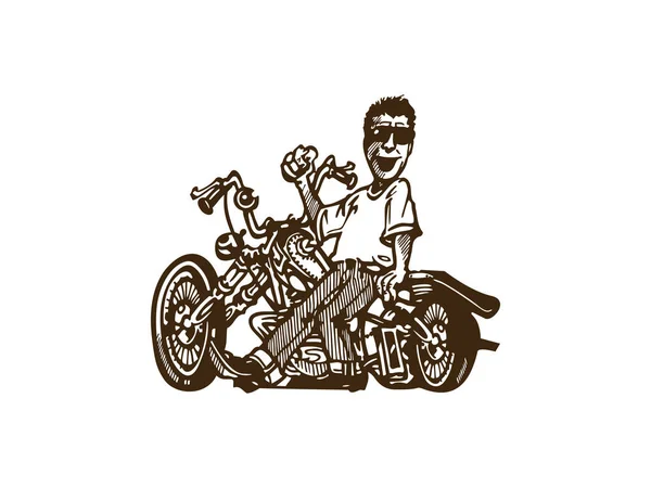Moto e uomo cartone animato . — Vettoriale Stock