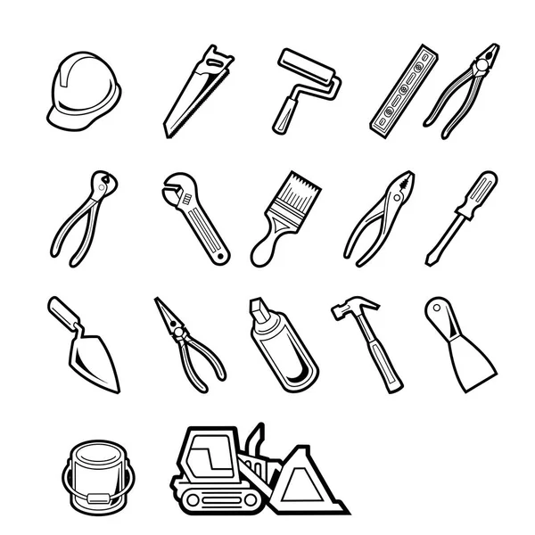 Conjunto de iconos de herramientas de construcción vectorial — Archivo Imágenes Vectoriales