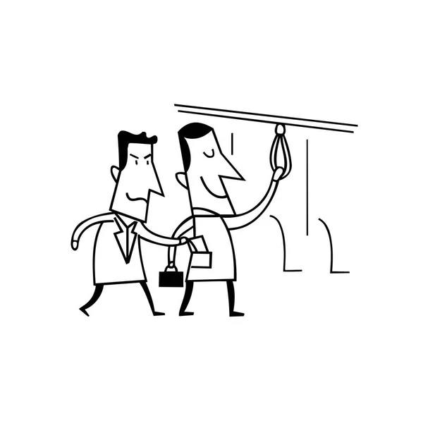 Pickpocketing λεωφορείο καρτούν εικονογράφηση — Διανυσματικό Αρχείο