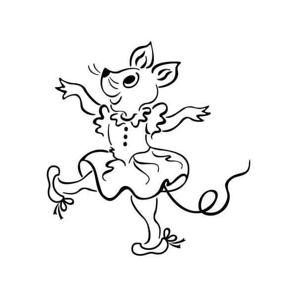 Иллюстрация мультфильма про танцующую мышь — стоковый вектор
