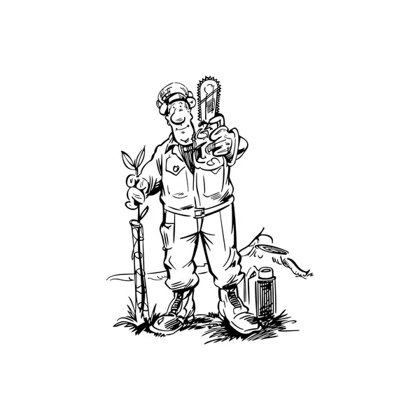 Дерев'яний працівник мультфільм ілюстрація вектор — стоковий вектор