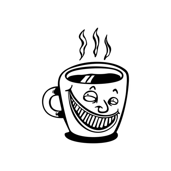 コーヒー カップ漫画ベクトル図を笑顔します。 — ストックベクタ