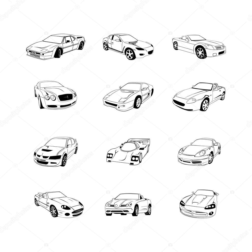 sport old fast cars clipart cartoon collection