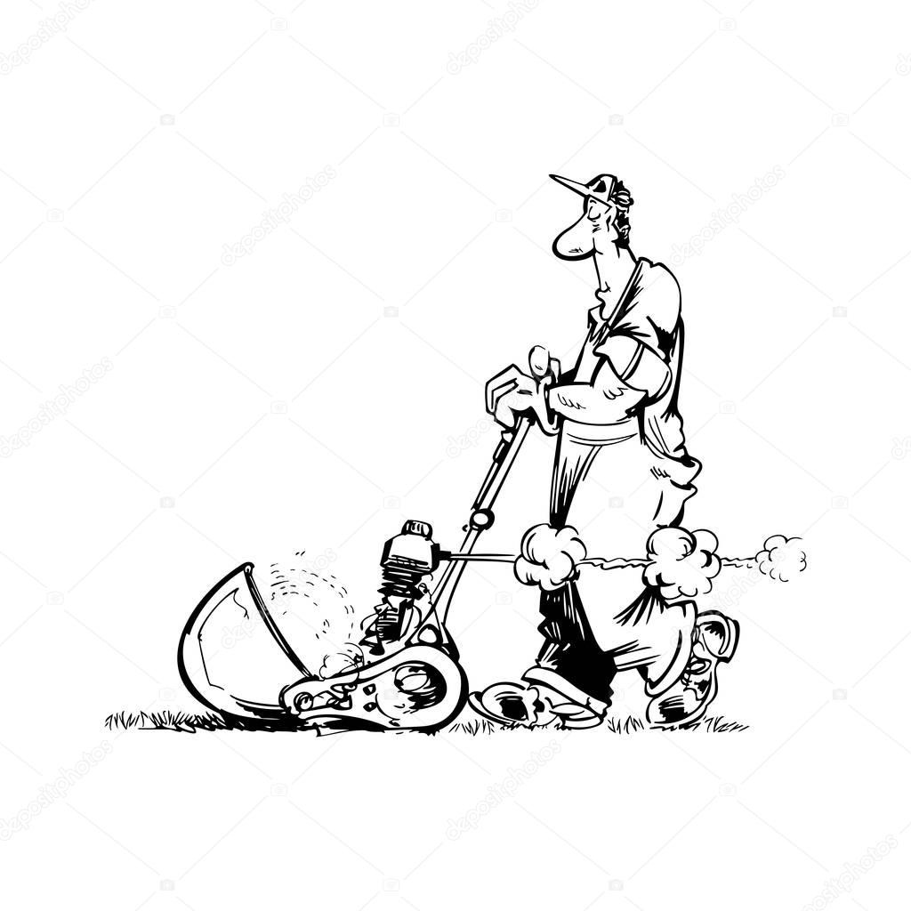 man gardener cartoon illustration vector