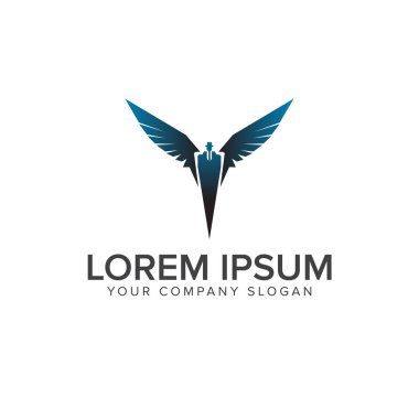Süper kahraman iş adam uçan logo tasarım şablonu
