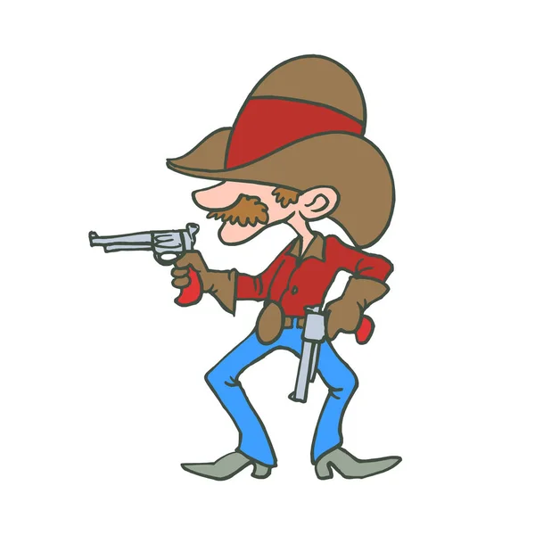 Karakter kartun Cowboy american. Desain Vector Illustration . - Stok Vektor