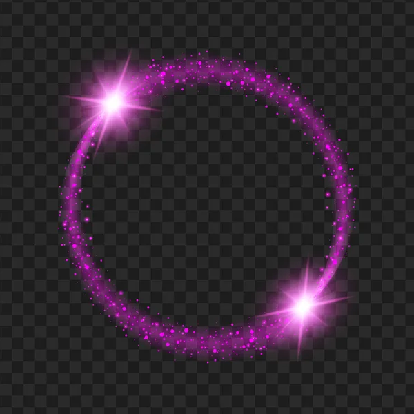 Rond violet lueur lumière effet étoiles éclate illustration — Image vectorielle