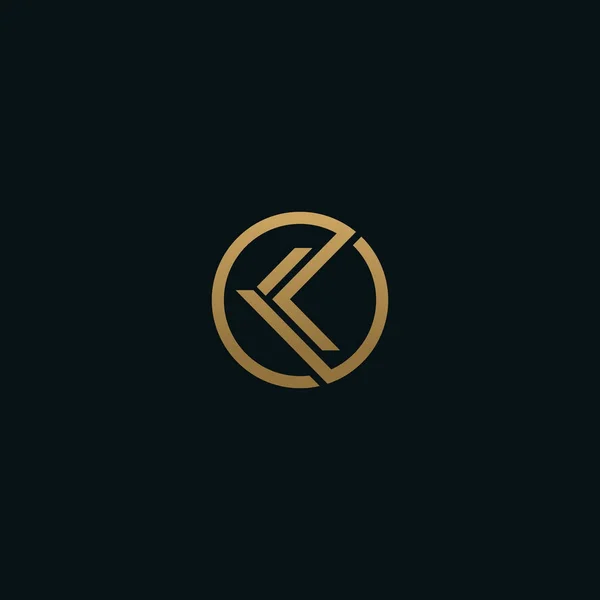 Logo huruf K, simbol bentuk lingkaran, warna hijau dan biru, Techno - Stok Vektor