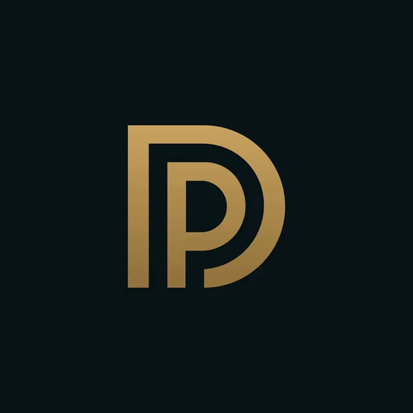 Luxo letra D e letra P logotipo. pd, dp modelo de logotipo inicial — Vetor de Stock