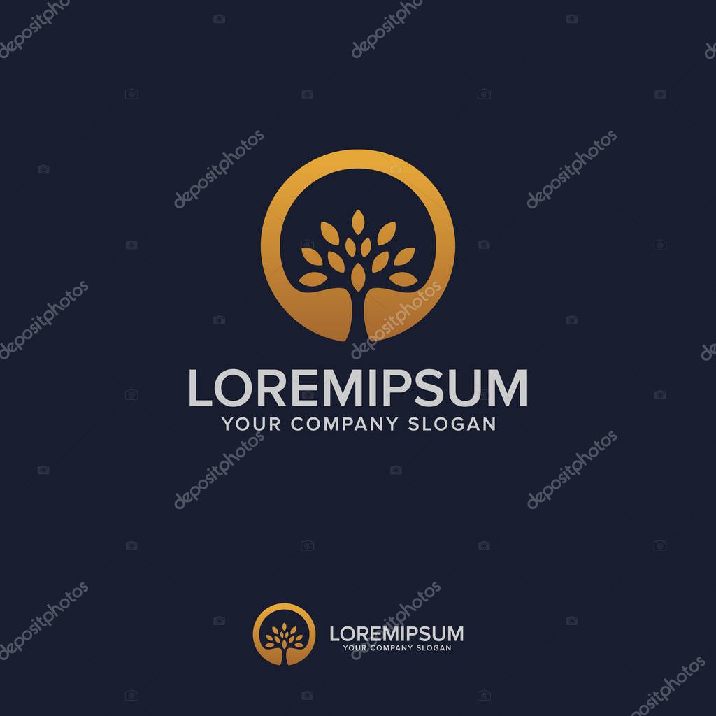 Tree luxury logo design concept template. Vector Illustration .Fully editable vector.