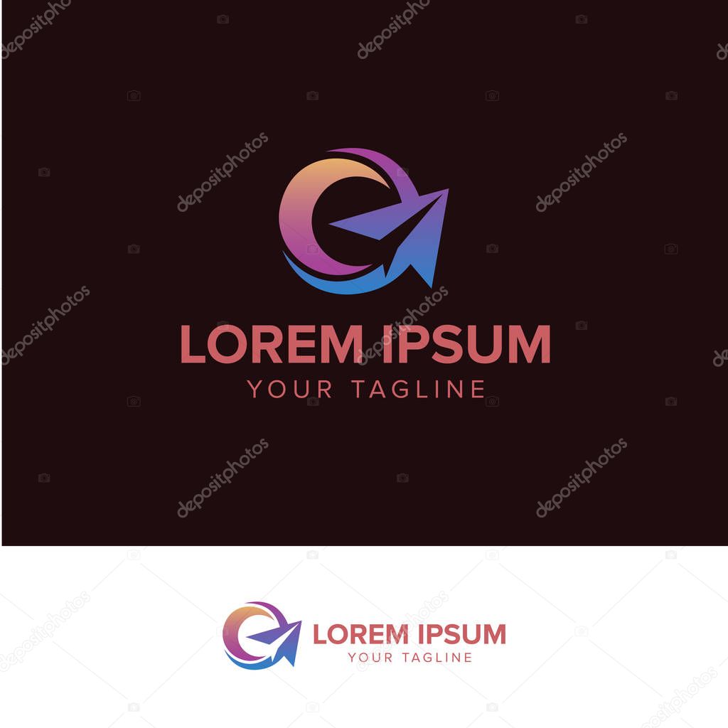 Abstract circle round arrow logo  design concept template. fully editable vector
