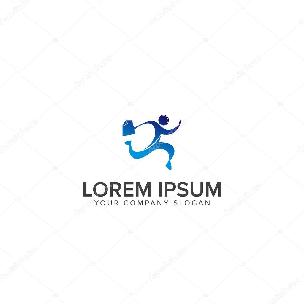Running businessman Icon logo  design concept template. fully editable vector