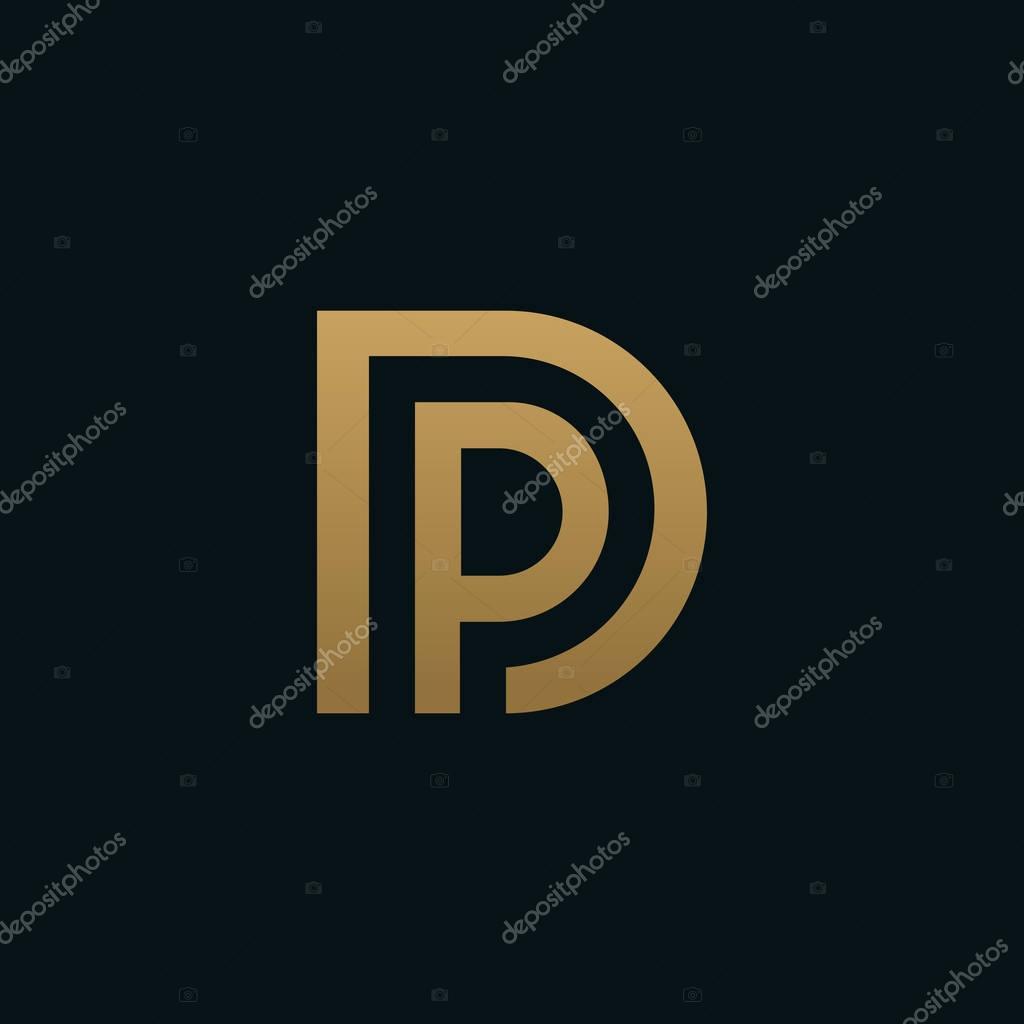 Luxury Letter D and letter P logo. pd, dp initial overlapping in square letter logotype colorful  design concept template. fully editable vector