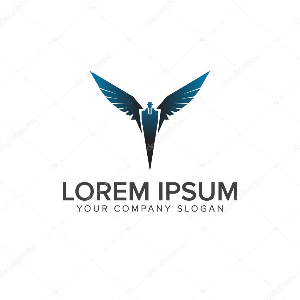 Super hero business man flying logo  design concept template. fully editable vector