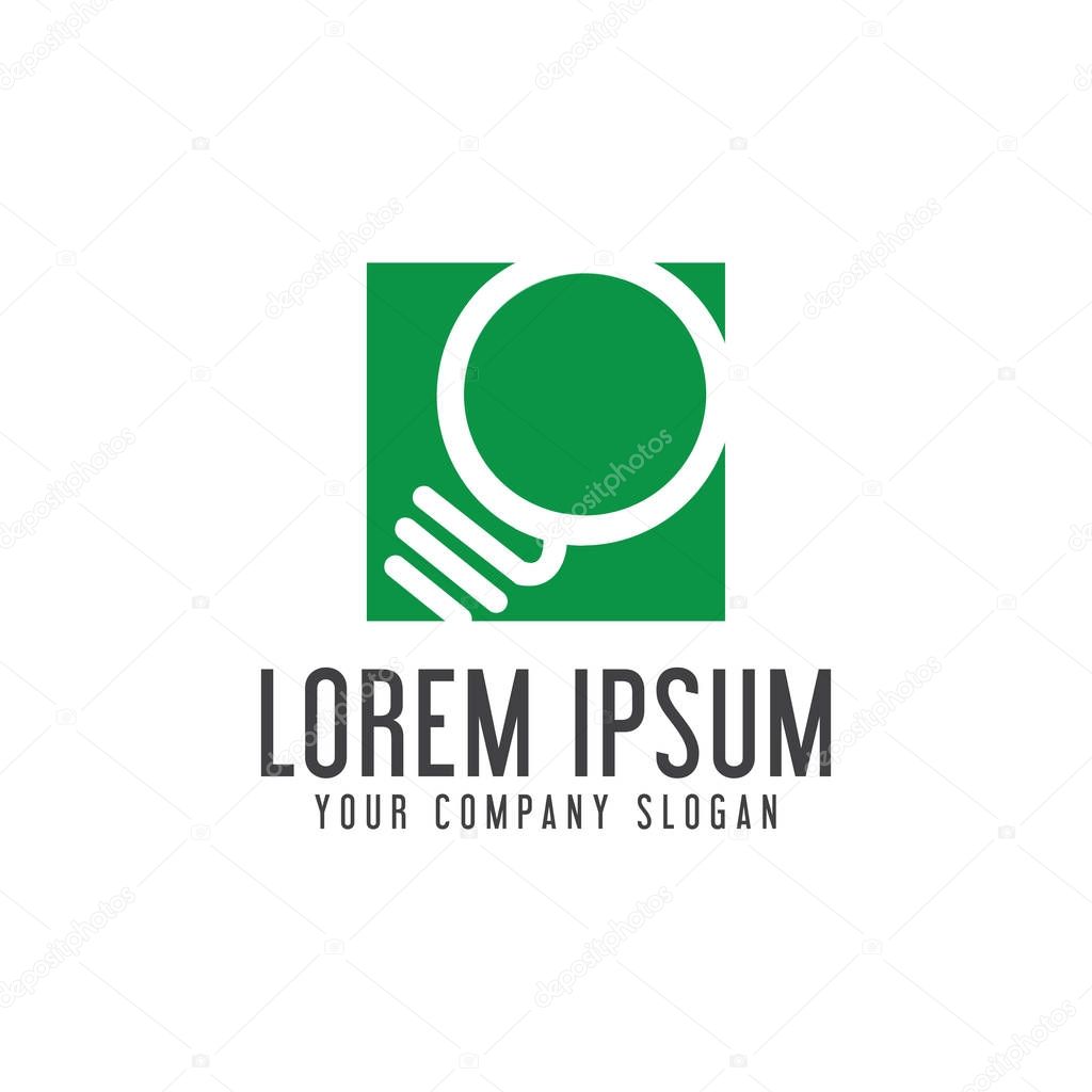 Lamp bulb on square logo  design concept template. fully editable vector