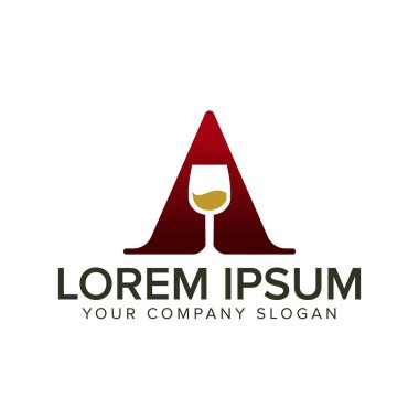 Bar gece kulübü ile mektup logo tasarım kavramı şablonu