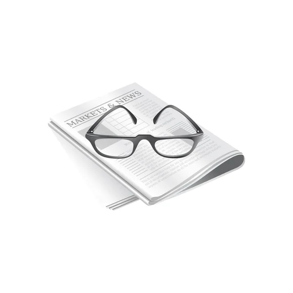 新聞と眼鏡。白い背景で隔離のベクトル図 — ストックベクタ