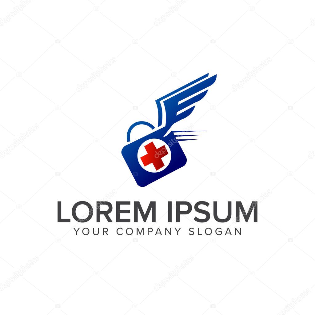 wings medical bag logo. Medical Pharmaceutical logo design 