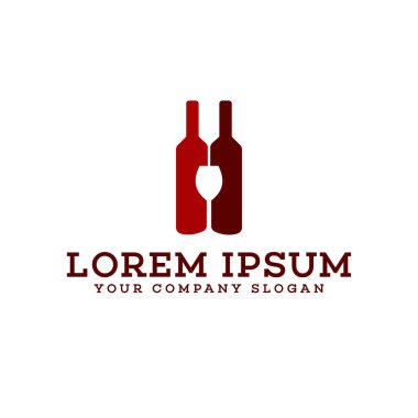 gece kulübü logosu tasarım kavramı şablonu bar şarap şişe ve cam logosu