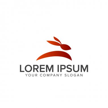 tavşan logo tasarım kavramı şablonu atlamak