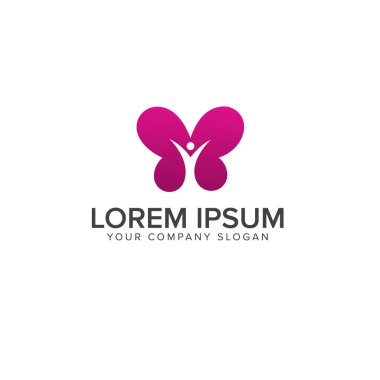 insanlar logolar kelebek. Spa ve estetik kozmetik ve güzellik logo tasarım kavramı şablonu
