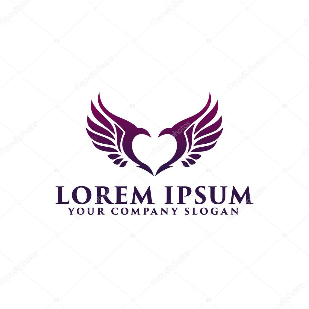 Love wings logo design concept template . fully editable vector